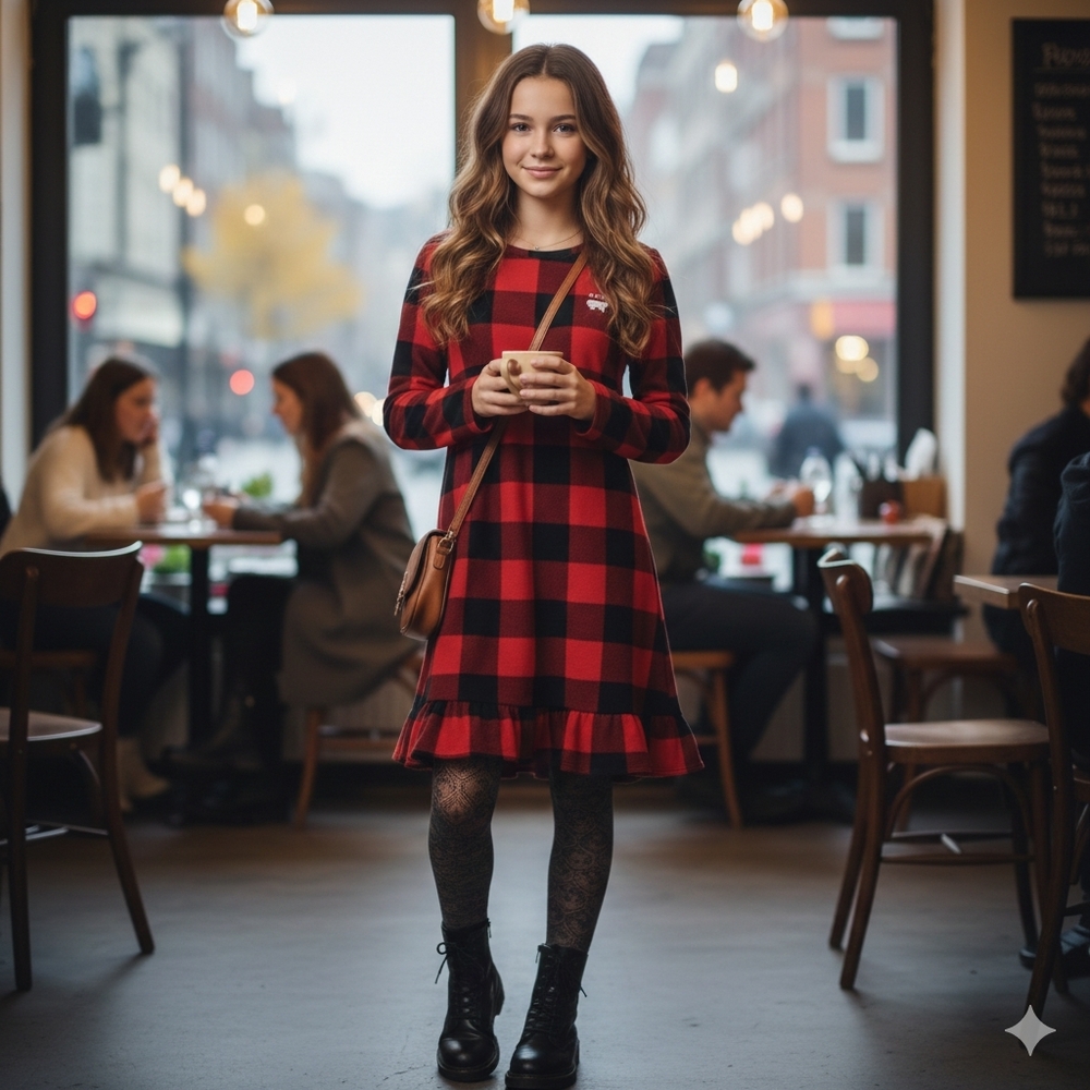 Boss Kids Red and Black Plaid Shirt